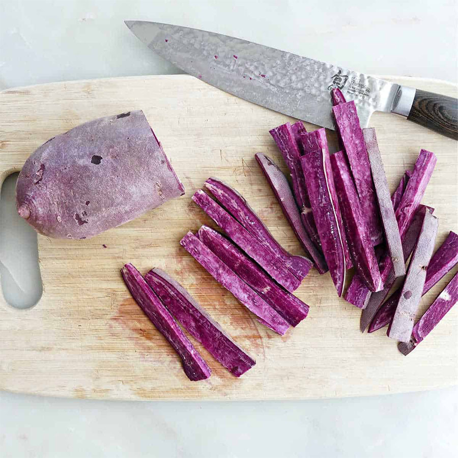 Step 2: Scrubbing and cutting potatoes