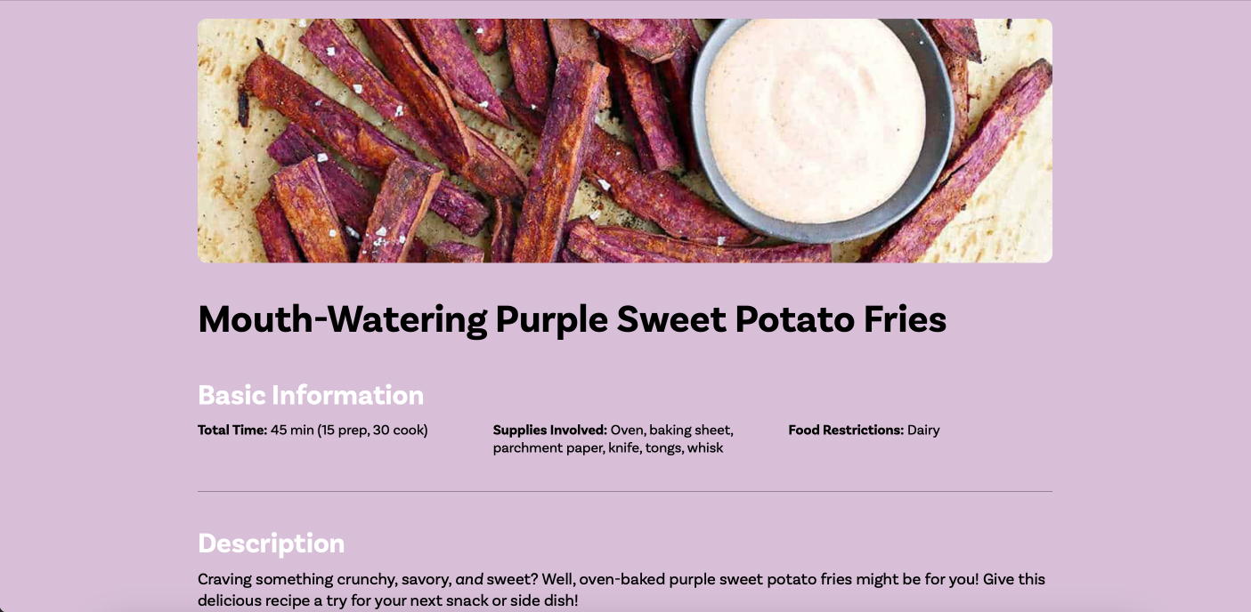 Image of Recipe Page